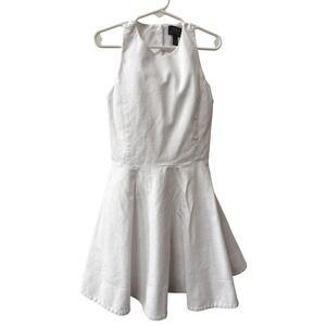 Polo Ralph Lauren Girls Fit Flare Dress White Textured Cotton Sz 7 Party Easter